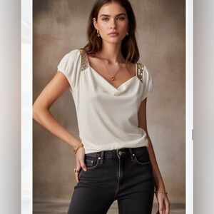 Express White Cowl Neck Sweater